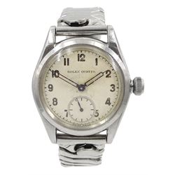 Rolex Oyster stainless steel manual wind wristwatch, circa 1941, Ref. 3121, serial No. 116047, on expanding stainless steel strap