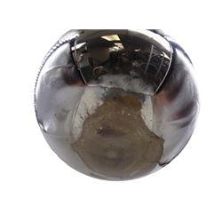 19th century silvered mercury glass witch ball with metal fitting