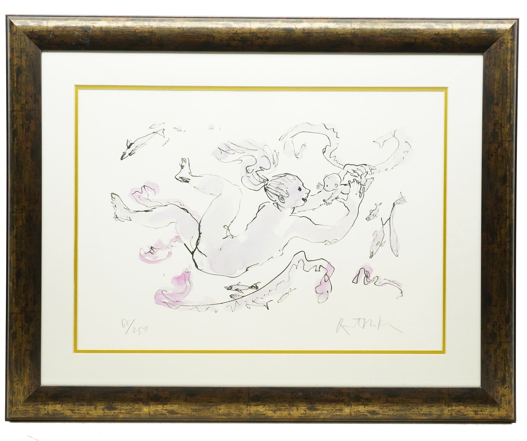 Sir Quentin Blake (British 1932-): 'Life Under Water' (Purple), limited edition colour screenprint signed and numbered 66/250 in pencil 39cm x 55cm