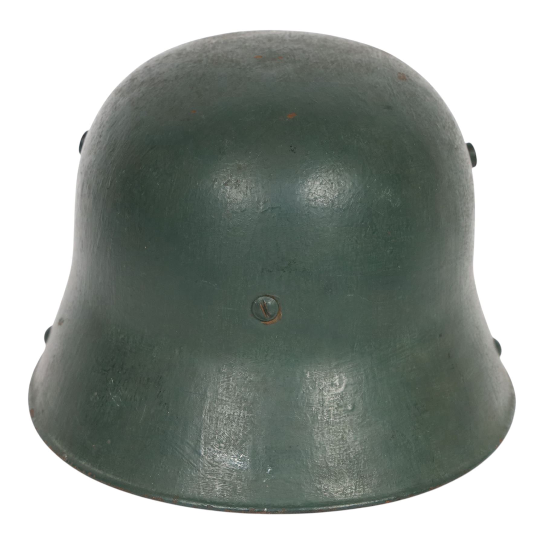 German double decal  M16 helmet with tricolour decal to the right and army eagle to the left, with leather lining and strap 