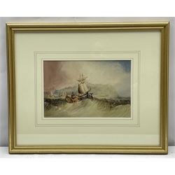 Henry Barlow Carter (British 1804-1868): Fishing Boats off Scarborough Harbour, watercolour unsigned 16cm x 24cm