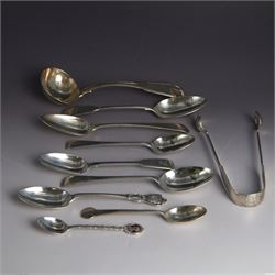 George III and later silver flatware, comprising William IV Fiddle, Shell and Thread patte...