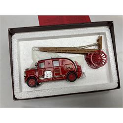 Matchbox - 1929 Scammell 100 ton truck with GER 2-4-0 locomotive; 1936 Leyland Cub Fire-Engine; five Models of Yesteryear; six Dinky Collection vehicles; and Matchbox reference book; together with three Atlas Eddie Stobart vehicles; and three Lledo promotional models; all boxed 