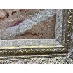 Philip Naviasky (Northern British 1894-1983): Continental Fishing Village, oil on canvas signed 50cm x 60cm