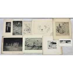 Alexander Brantingham Simpson (British fl.1904-1931): Collection of nine drypoint etchings, variously signed in pencil and in the plates, max 17cm x 28cm (9) (unframed)