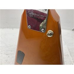 Shine offset V-shaped six string electric guitar, in fitted case