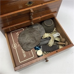  Dentistry - Late Victorian mahogany Dentists cabinet by C. Ash & Co, hinged cover above six long graduated drawers, enclosing a comprehensive arrangement of implements, pharmaceutical bottles, tools, modelling wax, porcelain teeth, 