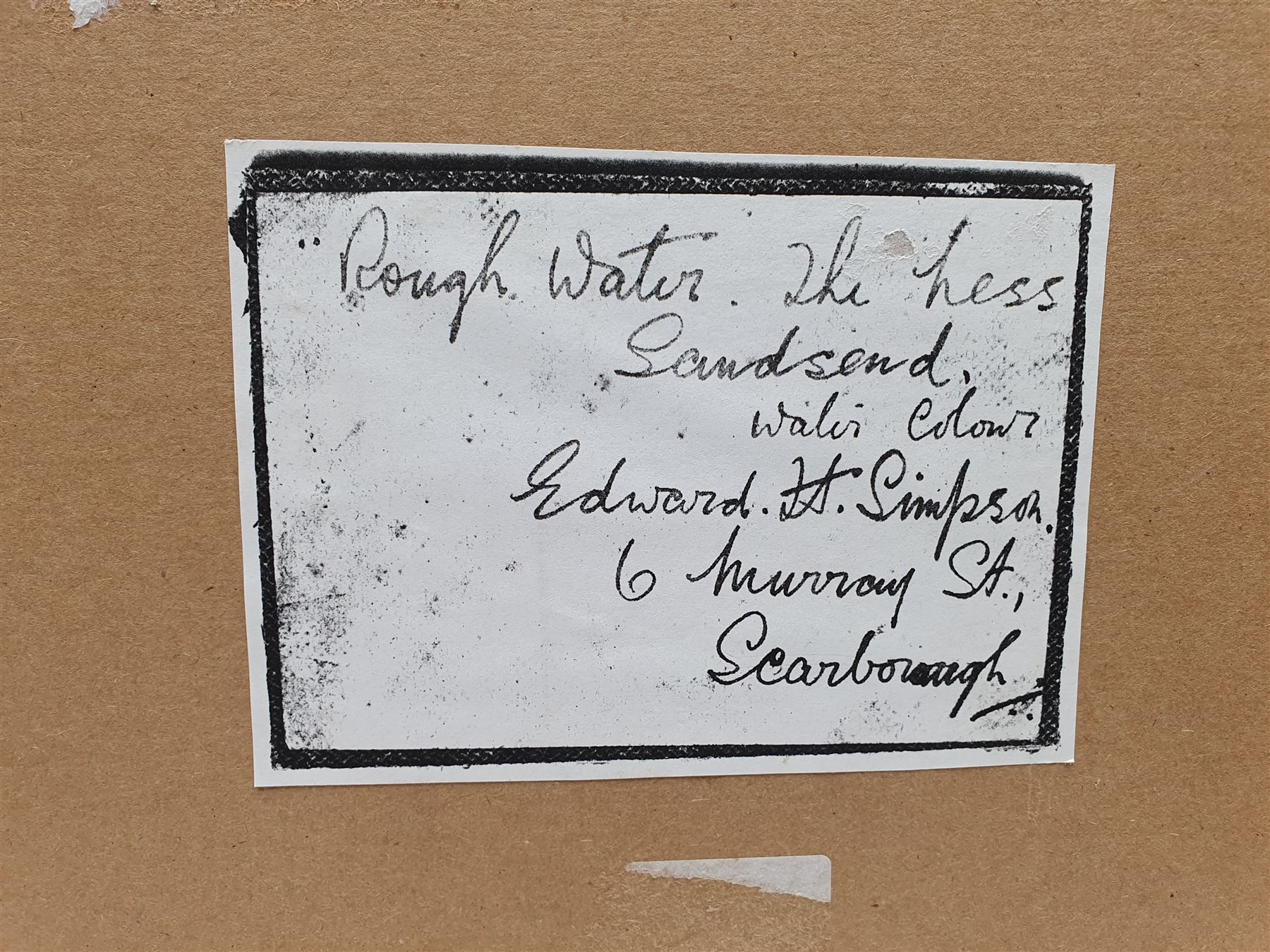 Edward H Simpson (British 1901-1989): 'Rough Water The Ness Sandsend', watercolour signed, titled verso with artist's Scarborough address 41cm x 57cm