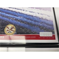 Five silver coin covers, including 'Tour De France' containing France 2013 ten Euros, 'The 100th Anniversary of Gallipoli' containing Australia 2015 five dollars etc, each housed in a Westminster folder