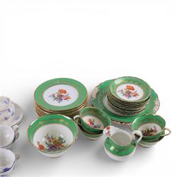 Adderley China Chelsea Blue Sprig, together with part tea service hand painted with a central floral design with gilt detail  