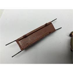 Eight Elastolin British soldiers and wartime figures, including nurse, injured soldier on stretcher, soldier with dog, etc, tallest 11cm