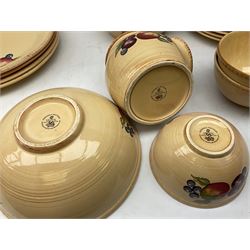 Hornsea Pottery Yeovil pattern part tea and dinner service, to include seven dinner plates, cheese dish and cover, water jug, four storage jars of various sizes etc (60) 