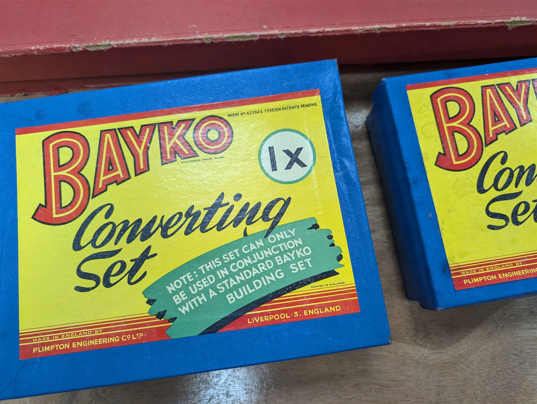 Meccano number 8 set, Bell's Double your money game, Bayko building set and converter kits