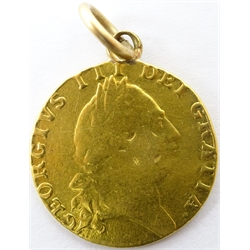  George III 1788 gold 'spade' Guinea on pendant mount, 8.68 grams  