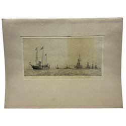 Rowland Langmaid (British 1897-1956): 'The Dreadnaughts' and 'The 1935 Coronation Review', pair academy proof drypoint etching signed in pencil with blindstamp 19cm x 36cm (2) (unframed)