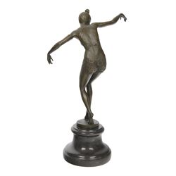  Art Deco style bronze figure of a dancer, upon a socle base, H37cm