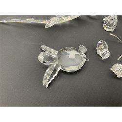 Swarovski Crystal animals, to include sheep, pigs, antelope, cockeral and hen, chicks, Pegasus, owls, giraffe, etc, together with Swarovski Crystal dancer, Isadora
