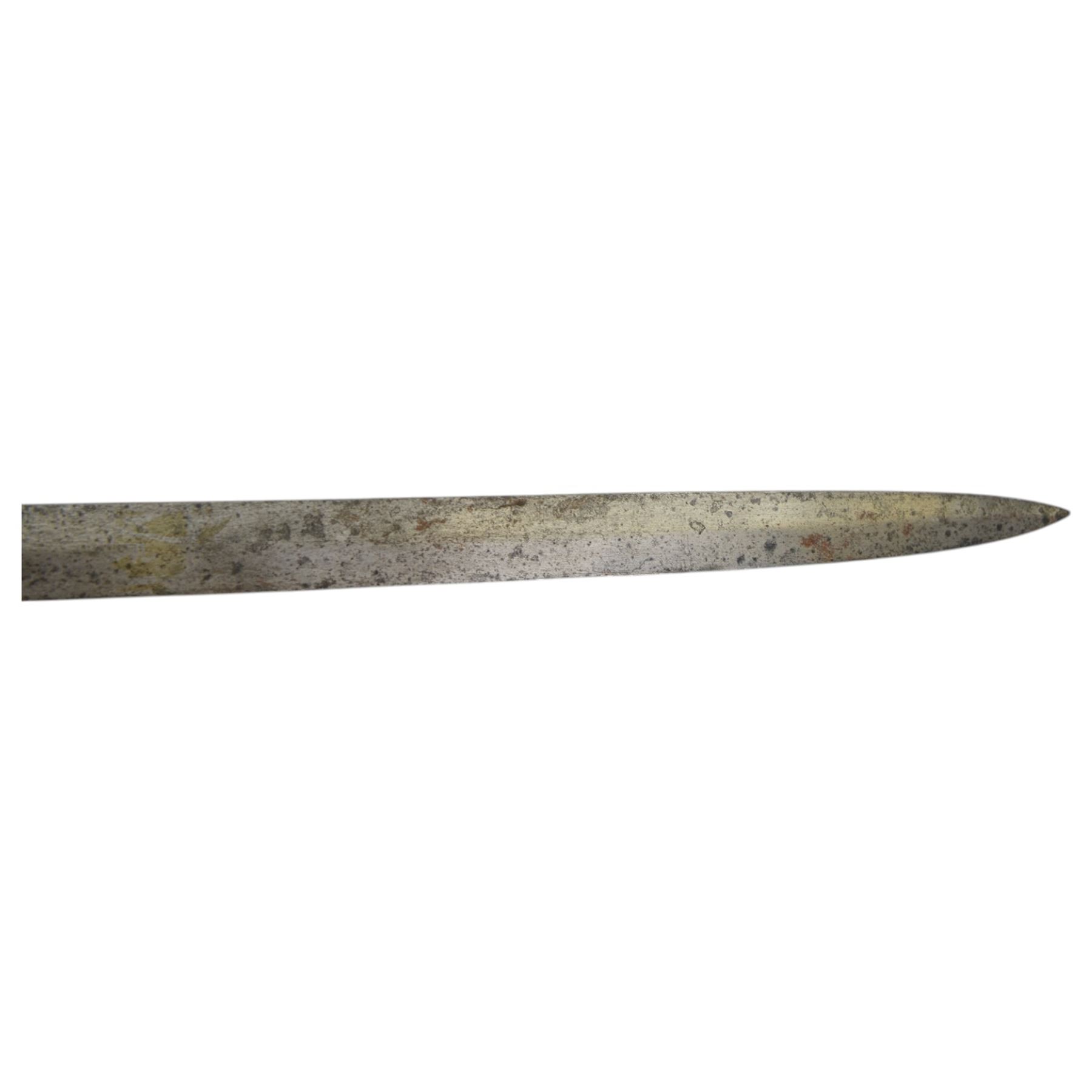 Spanish cup hilt officers sword, with 84cm single edge blade, with priced cup guard, overall L108cm 