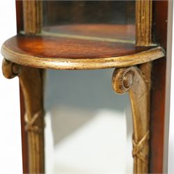 Theodore Alexander - three contemporary neoclassical design giltwood and mahogany three-sectional pier mirrors, broken pediment with central bronze urn finial above triple mirror plates, flanked by gilt acanthus-carved supports and moulded frame 