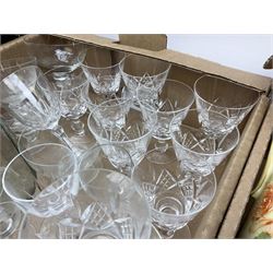 Approx 9 Stuart 'Glengarry' crystal glasses, Bush portable radio, Walker & Hall silver-plate jug together with other silver plated and other metalware, other glassware and ceramics etc