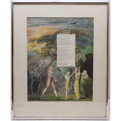 English School (Early 20th century): 'Ode on a Distant Prospect [of Eton College]', typewritten poem surrounded by a hand-coloured print of mythical figures unsigned 40cm x 32cm