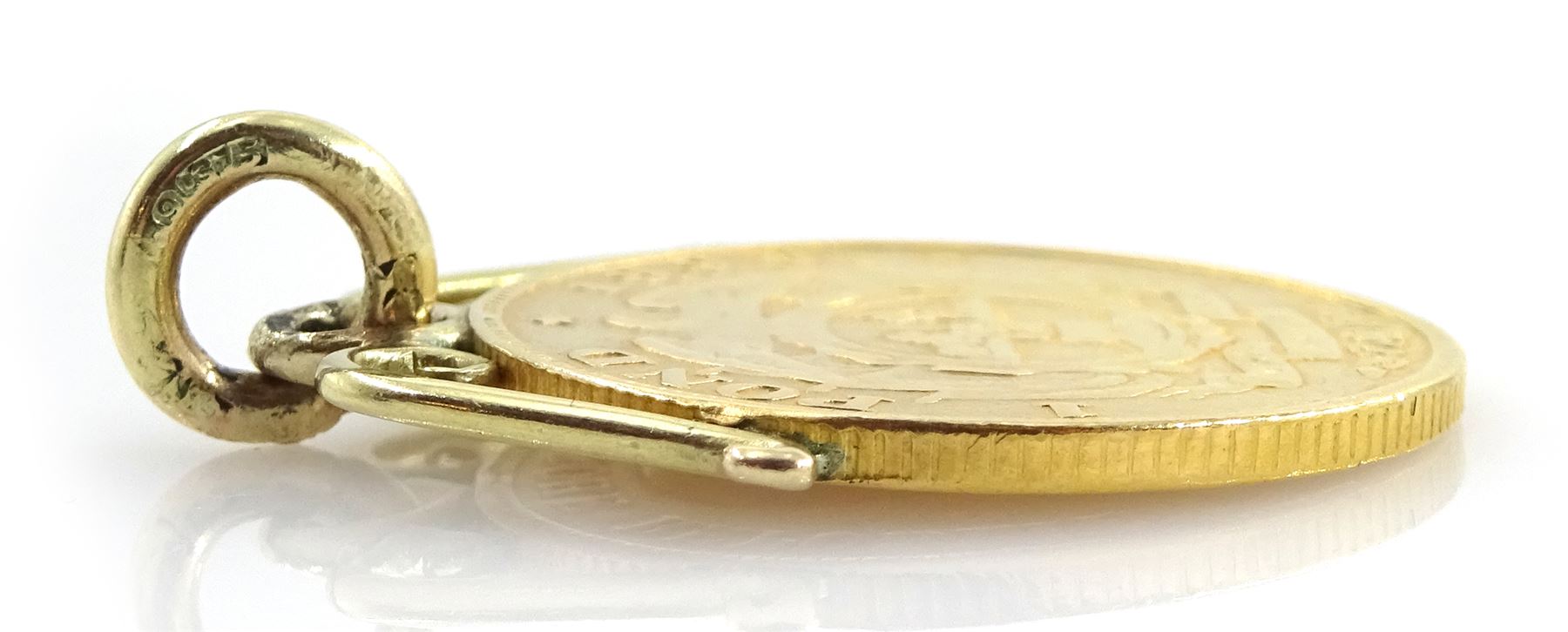 South African 1898 1 Pond coin, with 9ct gold soldered mount 
