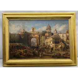 Italian School (19th century): Porta Capuana - Naples, oil on canvas indistinctly inscribed 48cm x 73cm