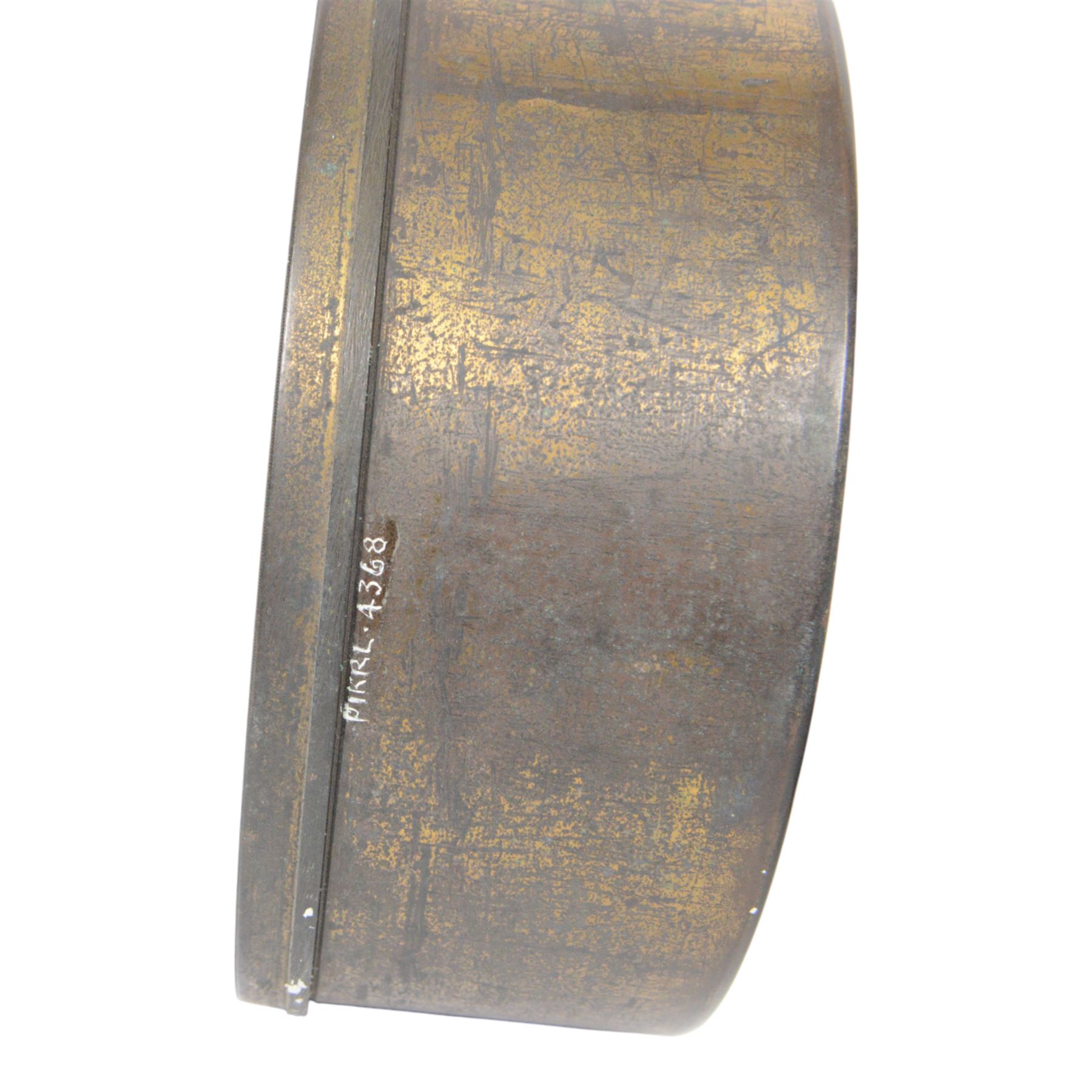 Two large brass cased condenser lenses, largest D21cm