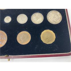 King George VI 1937 specimen coin set, fifteen coins from farthing to crown including Maundy money, in the original case