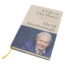 Attenborough, David; Life on Earth, Collins, London 1979 first edition hardback, together with A Life on Our Plant and Living Planet all with David Attenborough signatures 