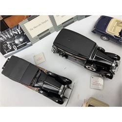 Eight Franklin Mint diecast models of cars, 1911 Rolls-Royce Tourer, The Rolls-Royce Corniche IV, The Mercedes Simplex, 1955 Rolls-Royce Silver Cloud, 1921 Rolls-Royce Silver Ghost, 1907 Rolls-Royce Silver ghost,1929 Rolls-Royce Phantom I,  and 1930 V-16 452 Cadillac Imperial Sedan, all with original tags attached