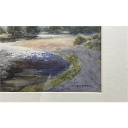 Edward Horace Thompson (AKA Donald A Paton) (British 1879-1949): Highland River Landscape, watercolour signed 27cm x 37cm 
Notes: Thompson used the name Donald Paton when he painted Scottish scenes, presumably for a different agent than the name he used for his more common Lake District views.