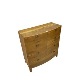 Light oak chest, fitted with six short drawers and one long drawer