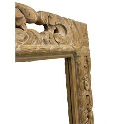 Large hand carved lined wood wall mirror