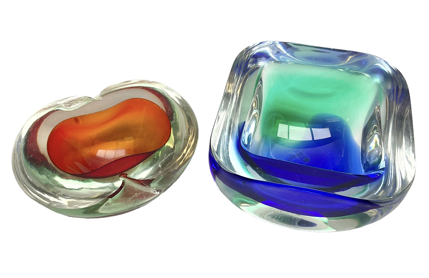 Murano glass Vetreria Artistica Oball bowl, together with a similar example, H6cm 