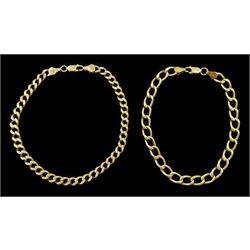  Two 9ct gold curb link chain bracelets, hallmarked