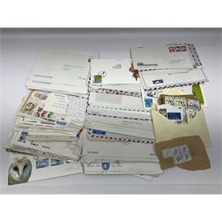 Stamps including air mail covers, overprints, stamps on pieces etc, mostly loose, in one box