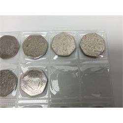 Queen Elizabeth II decimal fifty pence coins, including commemoratives, face value 11 GBP