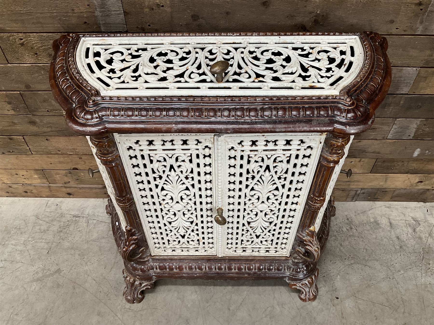 Early 20th century French ornate painted cast iron stove