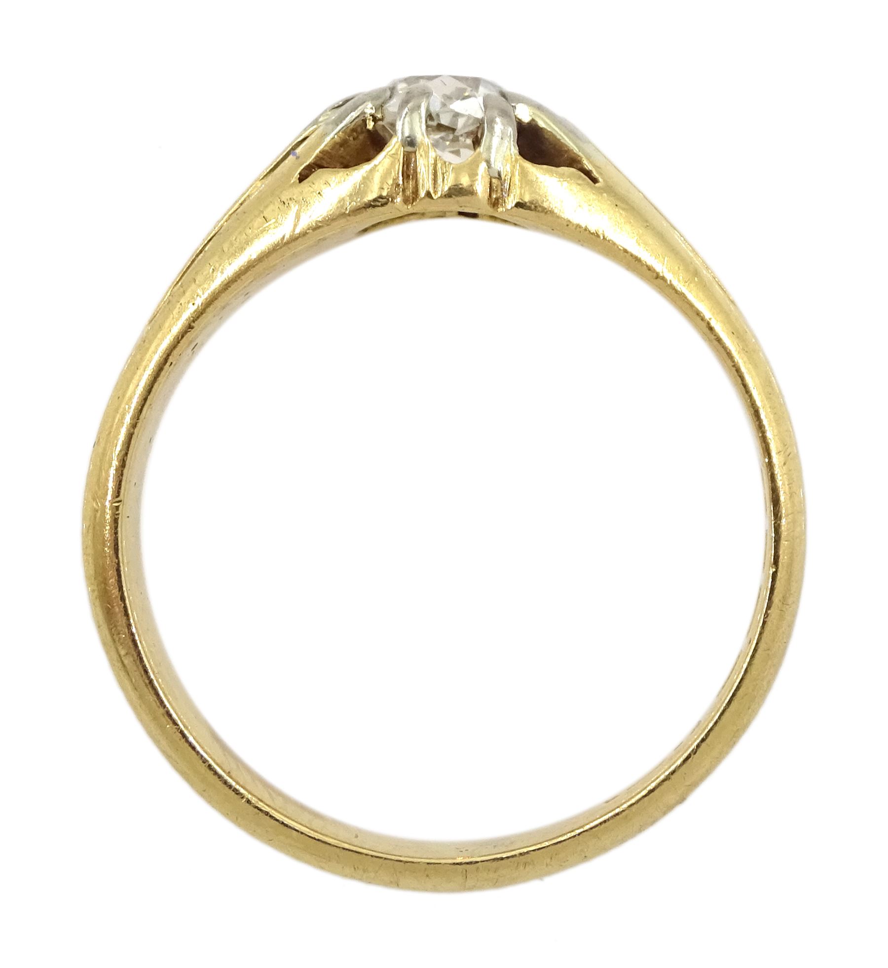 Victorian 18ct gold  single stone old cut diamond ring, London 1868, diamond approx 0.80 carat