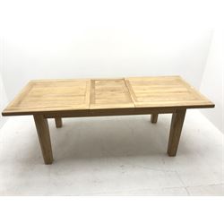 Light oak extending dining table, square tapering supports