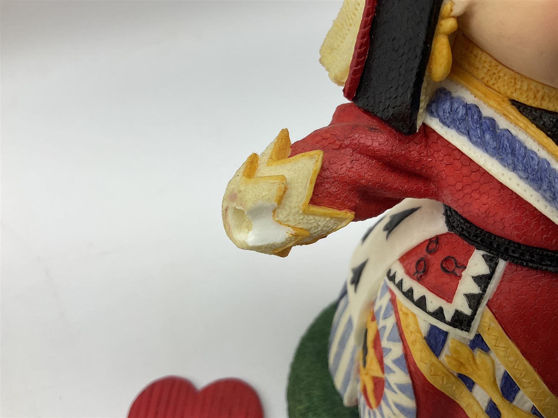 Goebel Alice in Wonderland figures, comprising Alice and Cat, White Rabbit, Queen of Hearts, March Hare, Tweedle Dee and the Mock Turtle, largest H18cm