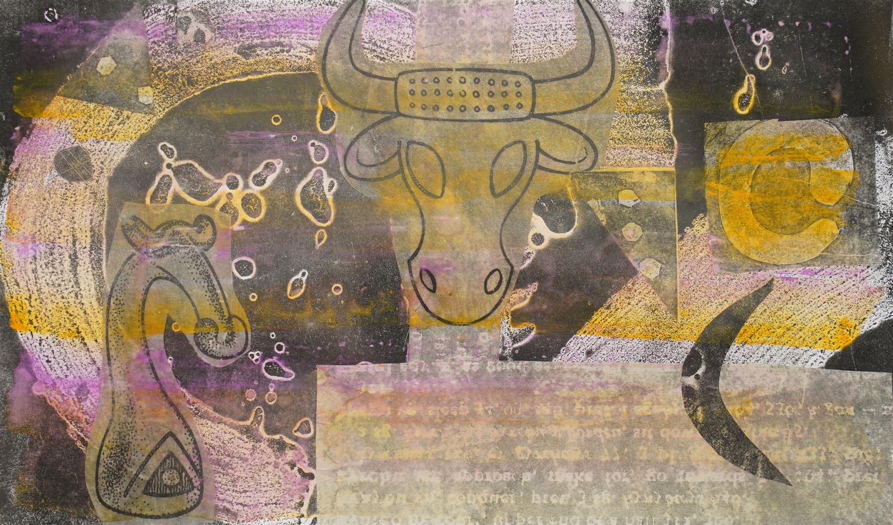 Gillian Ross Kelsey (British 1935-2025): 'Celtic Image No 2', mixed media on paper signed and titled in pencil 17.5cm x 29.5cm