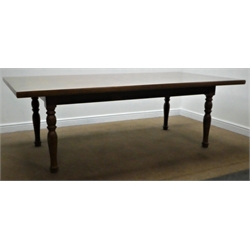  Large rectangular birdseye maple dining table, turned beech legs, 124cm x 244cm, H81cm  