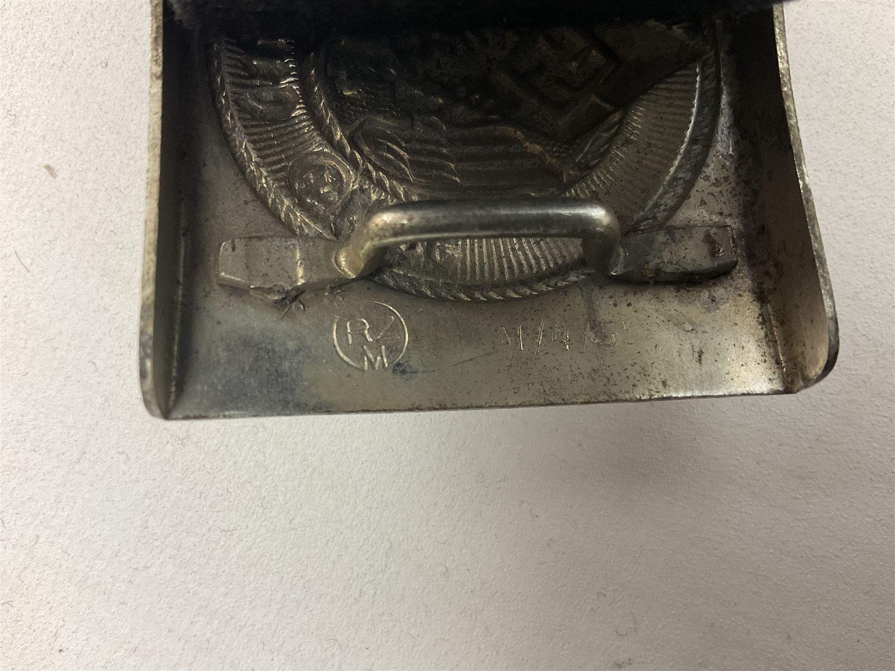 WW2 German Hitler Youth belt, the buckle marked 'Blut Und Ehre' and impressed RZM M/4/55 verso; and another Hitler Youth belt with similarly marked buckle (2)