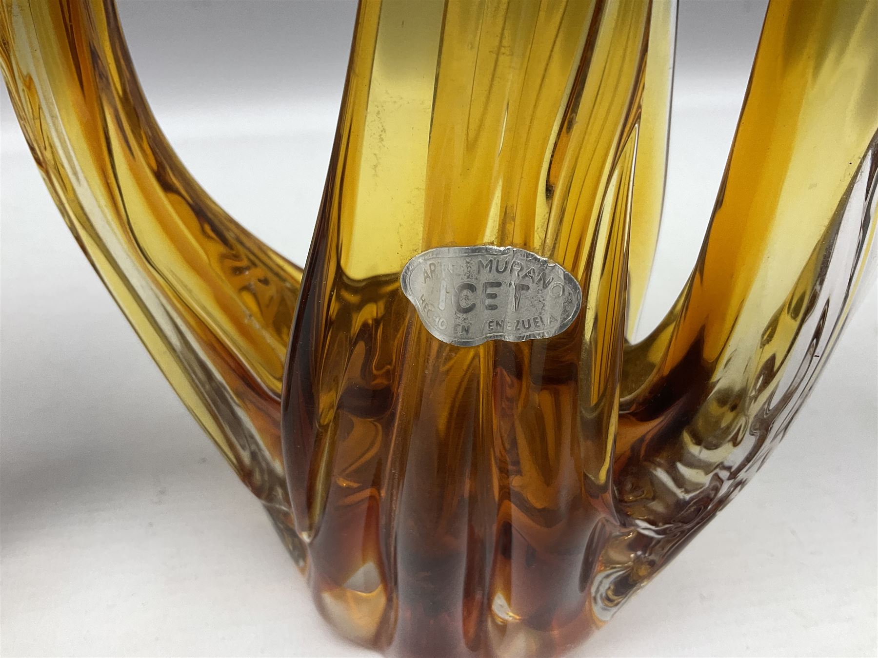 Pair of Murano Icet glass birds, H37.5cm