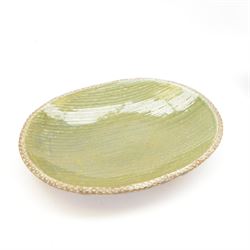 Studio pottery tyg vase, in blue and green glaze, together with John Solly oval dish, tyg H27cm