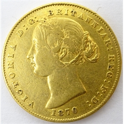  Queen Victoria 1870 Australia gold full sovereign  