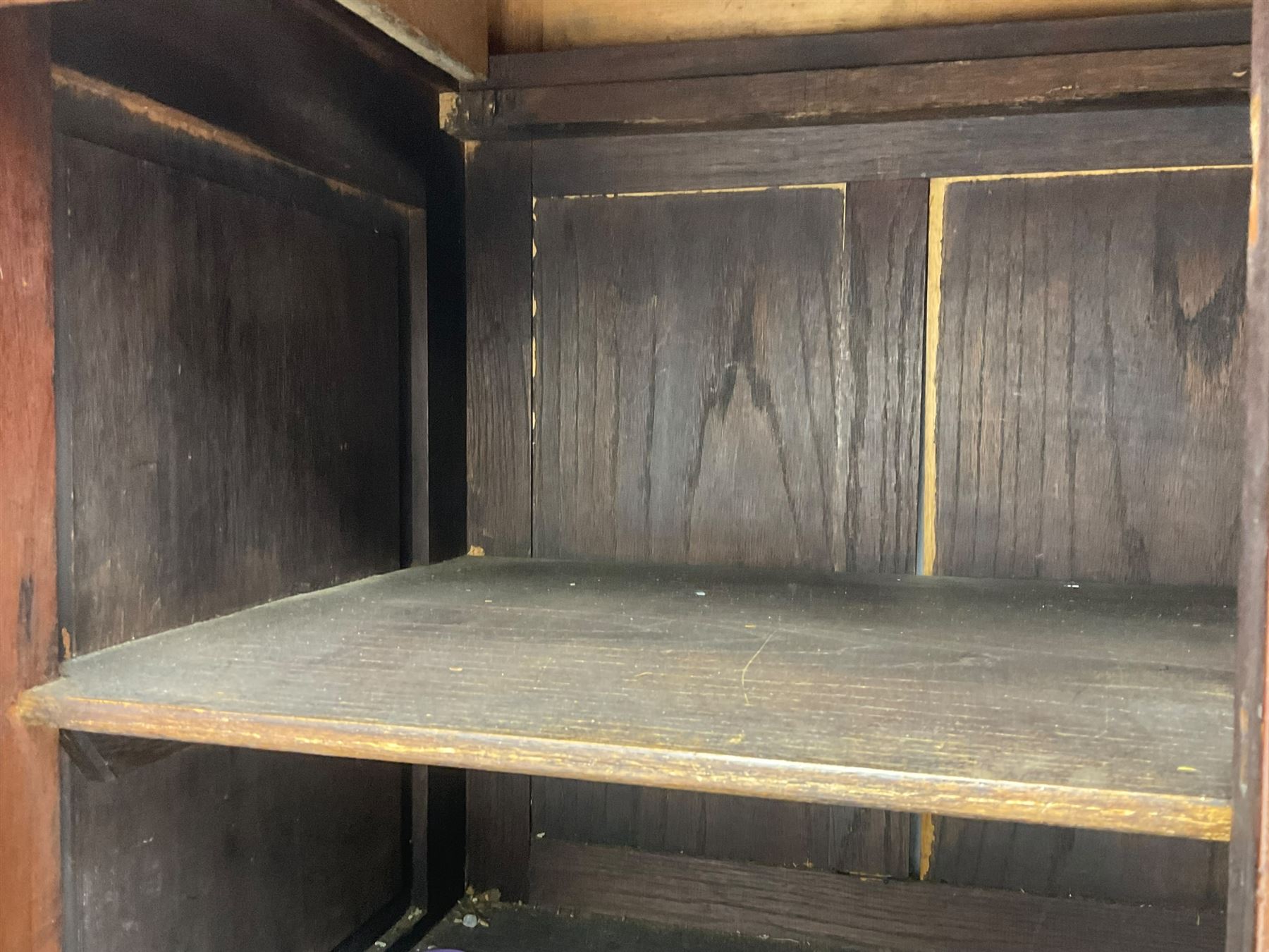 The Shannon Limited - late Victorian walnut filing cabinet, fitted with twenty-four small filing drawers, each with brass handle with label holder, fluted uprights, double cupboard below enclosed by two panelled doors, on turned feet, with brass plaque inscribed 'The Shannon, Limited, Ropemaker St. London, E.C.'