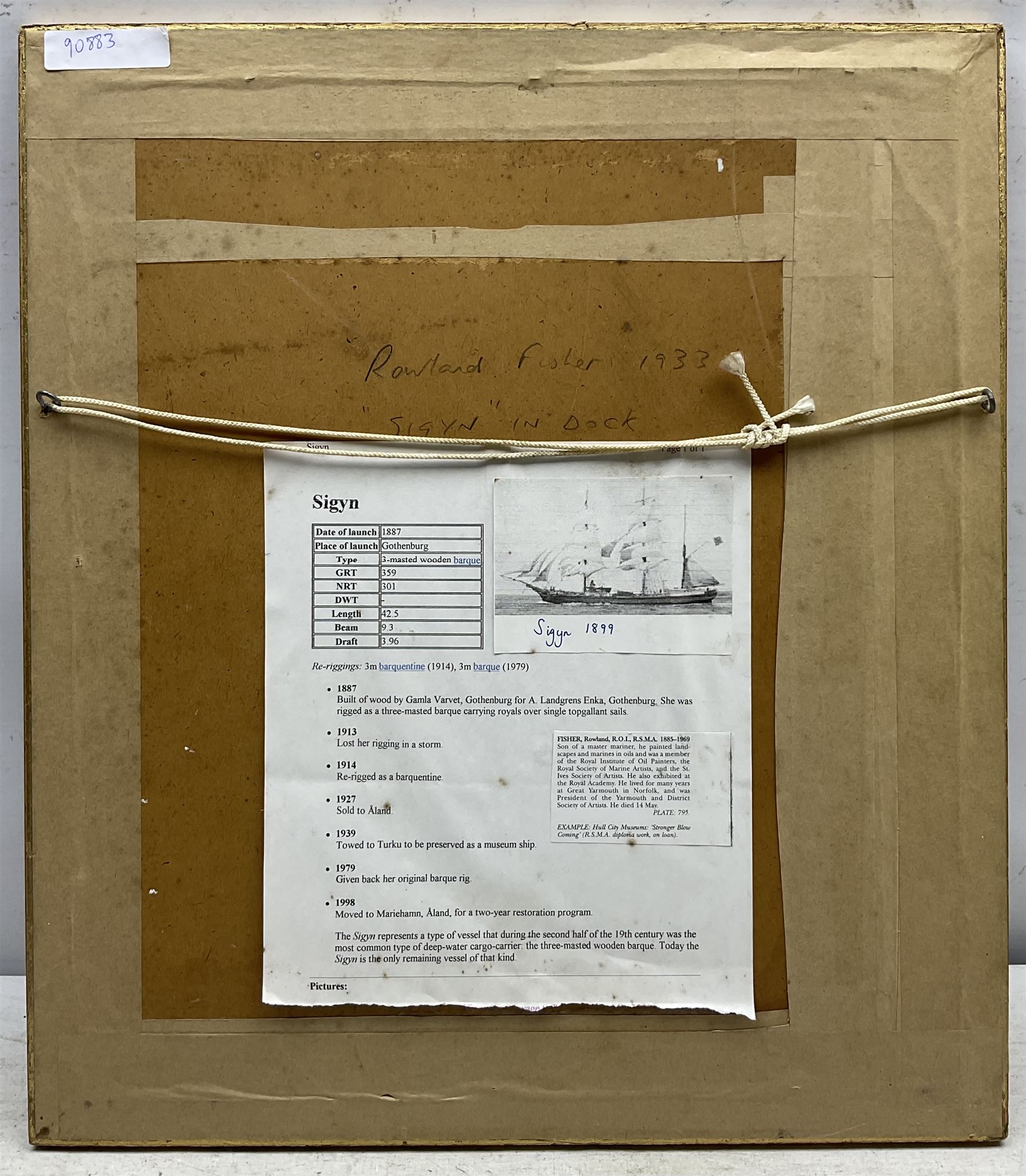 Rowland Fisher (British 1896-1976): 'Sigyn in Dock', watercolour signed and dated 1933, inscribed verso 26cm x 20cm